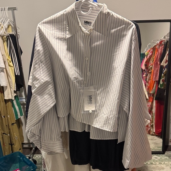 Maison Martin Margiela White and Black Striped Top - Main Image
